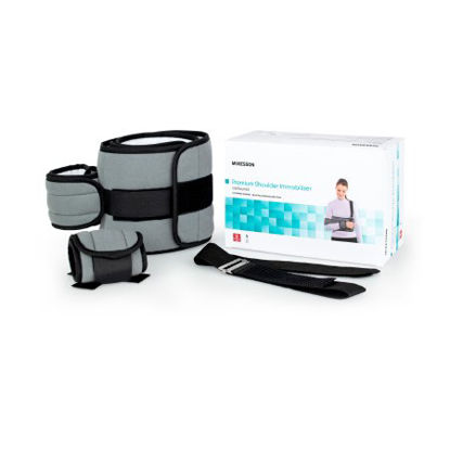 Picture of Shoulder Immobilizer McKesson One Size Fits Most Fiberlaminate Waist-Hook and Loop Closure/Shoulder Strap with Buckle/Arm Band and Hand Band Hook and Loop Closure Adjustable Left or Right Arm155-79-84100C