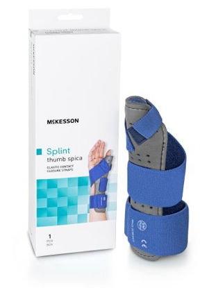 Picture of Thumb Splint McKesson Adult Large / X-Large Hook and Loop Strap Closure Right Hand Blue / Gray155-79-87117