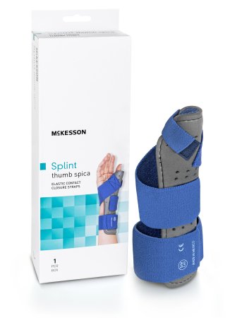 Picture of Thumb Splint McKesson Adult Large / X-Large Hook and Loop Strap Closure Left Hand Blue / Gray155-79-87118
