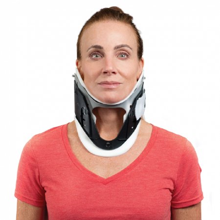 Picture of Rigid Cervical Collar ProCare® Preformed Adult One Size Fits Most One-Piece / Trachea Opening 1-3/4 to 3-1/2 Inch Height 11 to 23 Inch Neck Circumference79-83131