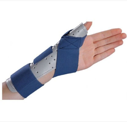 Picture of Thumb Splint ThumbSPICA™ Adult Large / X-Large Hook and Loop Strap Closure Left or Right Hand Blue / Gray79-87118