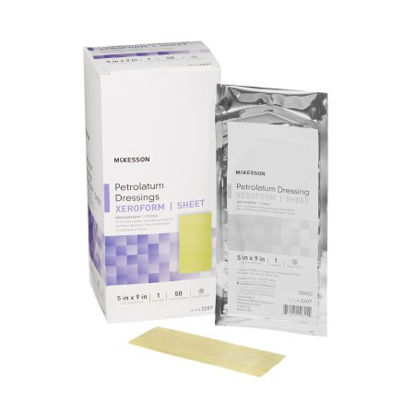 Picture of Xeroform Petrolatum Dressing McKesson 5 X 9 Inch Gauze Bismuth Tribromophenate Sterile2207