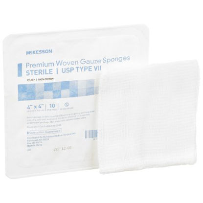 Picture of USP Type VII Gauze Sponge McKesson Cotton 12-Ply 4 X 4 Inch Square Sterile16-42441