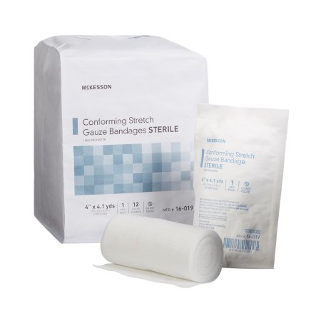 Picture of Conforming Bandage McKesson Polyester 4 Inch X 4-1/10 Yard Roll Shape Sterile16-019