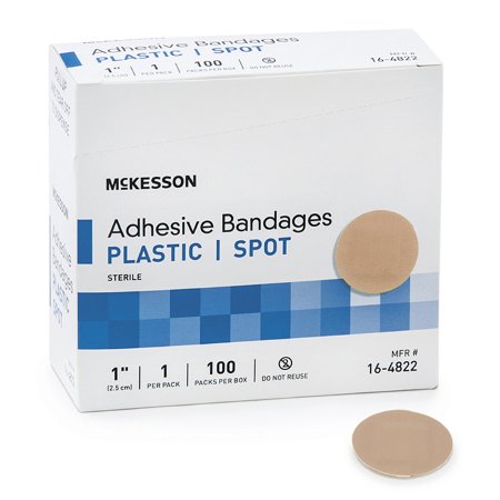 Picture of Adhesive Spot Bandage McKesson 1 Inch Plastic Round Tan Sterile16-4822