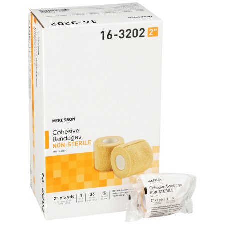 Picture of Cohesive Bandage McKesson 2 Inch X 5 Yard Standard Compression Self-adherent Closure Tan NonSterile16-3202