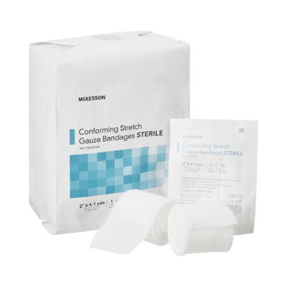 Picture of Conforming Bandage McKesson Polyester 2 Inch X 4-1/10 Yard Roll Shape Sterile16-017