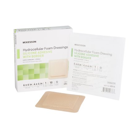 Picture of Silicone Foam Dressing McKesson 6 X 6 Inch Square Silicone Adhesive with Border Sterile4844