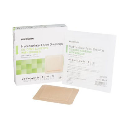 Picture of Silicone Foam Dressing McKesson 6 X 6 Inch Square Silicone Adhesive with Border Sterile4844