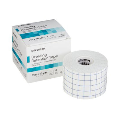 Picture of Dressing Retention Tape with Liner McKesson Water Resistant Nonwoven / Printed Release Paper 2 Inch X 10 Yard White NonSterile16-4802