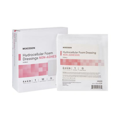 Picture of Foam Dressing McKesson 4 X 4 Inch Square Non-Adhesive without Border Sterile16-4739