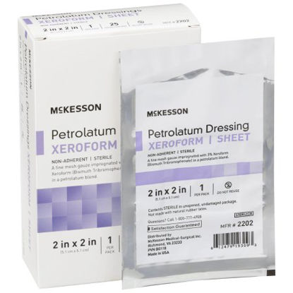 Picture of Xeroform Petrolatum Dressing McKesson 2 X 2 Inch Gauze Bismuth Tribromophenate Sterile2202