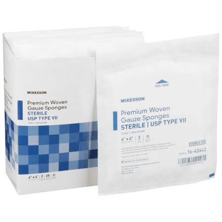 Picture of USP Type VII Gauze Sponge McKesson Cotton 12-Ply 4 X 4 Inch Square Sterile16-42442