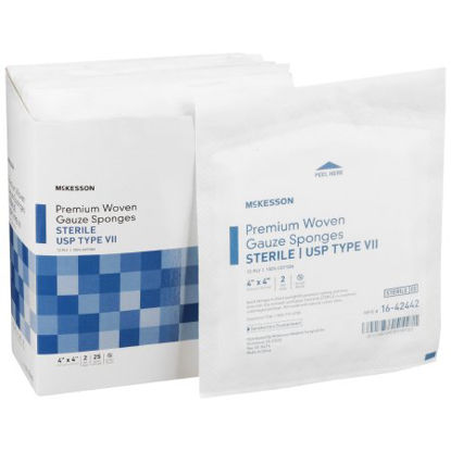 Picture of USP Type VII Gauze Sponge McKesson Cotton 12-Ply 4 X 4 Inch Square Sterile16-42442