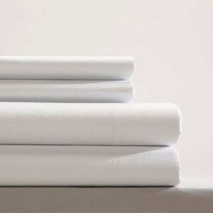 Picture of Bed Sheet Standard Value Fitted 68 X 84 X 9 Inch White Cotton 55% / Polyester 45% Reusable12635322