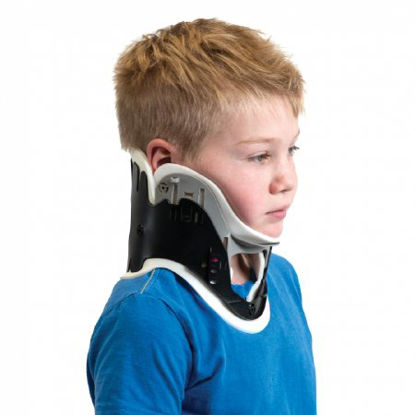 Picture of Rigid Cervical Collar ProCare® Preformed Pediatric One-Piece / Trachea Opening 1-1/2 to 2 Inch Height 8 to 18 Inch Neck Circumference79-83130