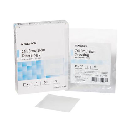 Picture of Oil Emulsion Impregnated Dressing McKesson 3 X 3 Inch Acetate Gauze USP White Petrolatum / Mineral Oil Sterile61-77041