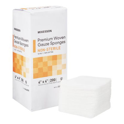 Picture of Gauze Sponge McKesson Woven Cotton 12-Ply 4 X 4 Inch Square NonSterile12442000