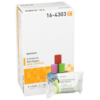 Picture of Cohesive Bandage McKesson 3 Inch X 5 Yard Standard Compression Self-adherent Closure Purple / Pink / Green / Light Blue / Royal Blue / Red NonSterile16-4303
