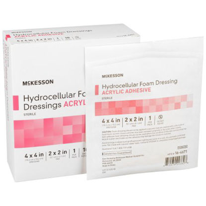 Picture of Foam Dressing McKesson 4 X 4 Inch Square Acrylic Adhesive with Border Sterile16-4671