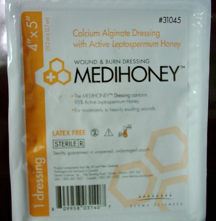 Picture of Calcium Alginate Dressing MEDIHONEY® 4 X 5 Inch Rectangle Calcium Alginate / Active Leptospermum Honey Sterile31045
