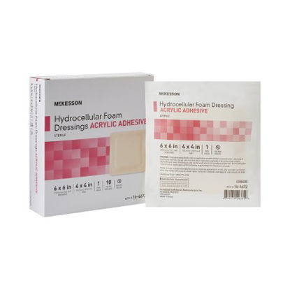 Picture of Foam Dressing McKesson 6 X 6 Inch Square Acrylic Adhesive with Border Sterile16-4672