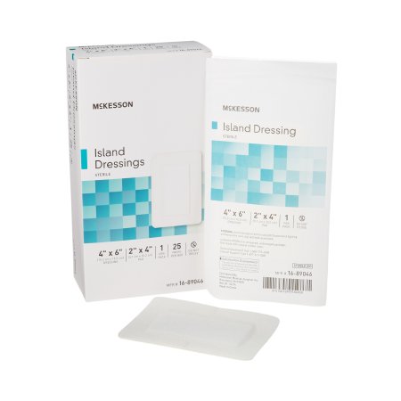 Picture of Adhesive Dressing McKesson 4 X 6 Inch Polypropylene / Rayon Rectangle White Sterile16-89046