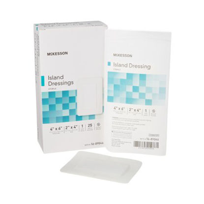 Picture of Adhesive Dressing McKesson 4 X 6 Inch Polypropylene / Rayon Rectangle White Sterile16-89046