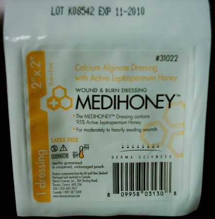 Picture of Calcium Alginate Dressing MEDIHONEY® 2 X 2 Inch Square Calcium Alginate / Active Leptospermum Honey Sterile31022