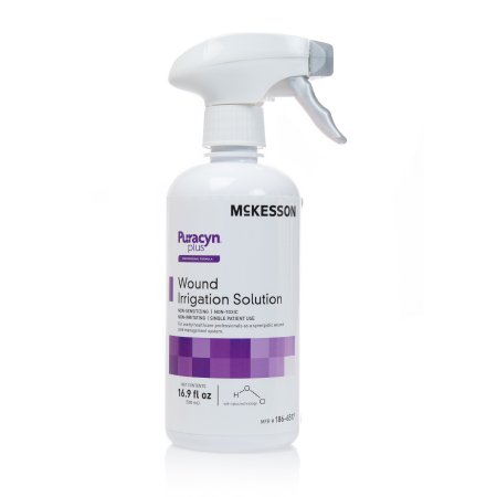 Picture of Wound Irrigation Solution McKesson Puracyn® Plus Professional 16.9 oz. Spray Bottle NonSterile Hypochlorous Acid (HOCI) (0.024%), Sodium Hypochlorite (NaOCI) (0.001%), Electrolyzed Water (H2O) (99.885%), Sodium Chloride (NaCI) (0.050%), Phosphates (0.040%)186-6517