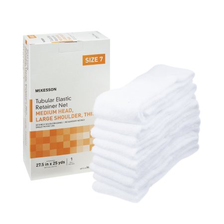 Picture of Elastic Net Retainer Dressing McKesson Tubular Elastic 27-1/2 Inch X 25 Yard (69.9 cm X 22.9 m) Size 7 White Medium Head / Large Shoulder / Thigh NonSterileMSVP114707