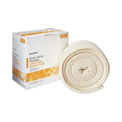 Picture of Elastic Tubular Support Bandage McKesson Spandagrip™ 4 Inch X 11 Yard Large Knee / Medium thigh Standard Compression Pull On Natural Size F NonSterile182-13115F