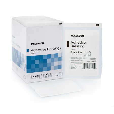 Picture of Adhesive Dressing McKesson 3 X 4 Inch Cotton / Polyester Rectangle White Sterile16-4273