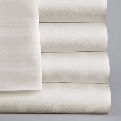 Picture of Bed Sheet ComforTwill™ Fitted 39 X 80 X 14 Inch Bone Cotton 70% / Polyester 30% Reusable01490149