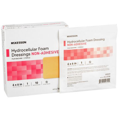 Picture of Foam Dressing McKesson 6 X 6 Inch Square Non-Adhesive without Border Sterile16-4738