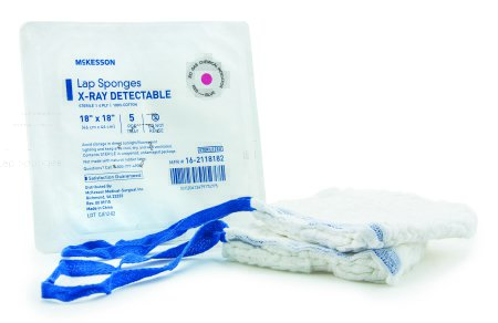 Picture of Surgical Laparotomy Sponge McKesson X-Ray Detectable Cotton 18 X 18 Inch 5 Count Hard Pack Sterile16-2118182