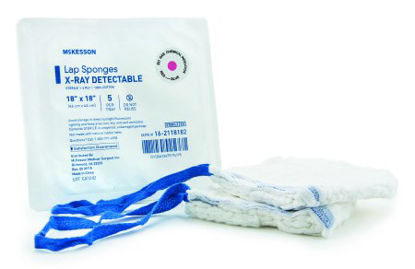 Picture of Surgical Laparotomy Sponge McKesson X-Ray Detectable Cotton 18 X 18 Inch 5 Count Hard Pack Sterile16-2118182