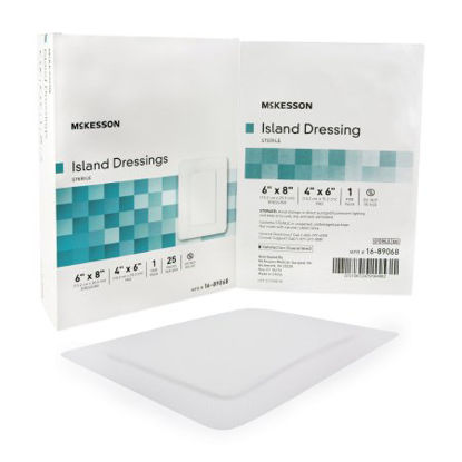 Picture of Adhesive Dressing McKesson 6 X 8 Inch Polypropylene / Rayon Rectangle White Sterile16-89068