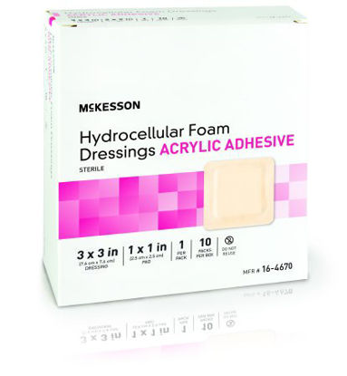 Picture of Foam Dressing McKesson 3 X 3 Inch Square Acrylic Adhesive with Border Sterile16-4670