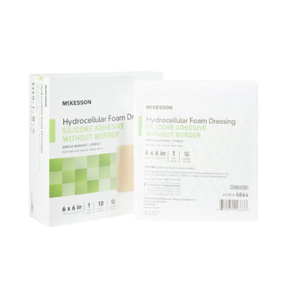 Picture of Silicone Foam Dressing McKesson 6 X 6 Inch Square Silicone Gel Adhesive without Border Sterile4864