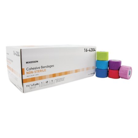 Picture of Cohesive Bandage McKesson 1-1/2 Inch X 5 Yard Standard Compression Self-adherent Closure Purple / Pink / Green / Light Blue / Royal Blue / Red NonSterile16-4304