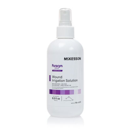 Picture of Wound Irrigation Solution McKesson Puracyn® Plus Professional 8.5 oz. Pump Bottle NonSterile Hypochlorous Acid (HOCI) (0.024%), Sodium Hypochlorite (NaOCI) (0.001%), Electrolyzed Water (H2O) (99.885%), Sodium Chloride (NaCI) (0.050%), Phosphates (0.040%)186-6509