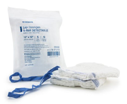 Picture of Surgical Laparotomy Sponge McKesson X-Ray Detectable Cotton 12 X 12 Inch 5 Count Soft Pack Sterile16-2112121