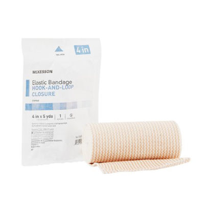 Picture of Elastic Bandage McKesson 4 Inch X 5 Yard Standard Compression Hook and Loop Closure Tan Sterile16-1033-4-STR