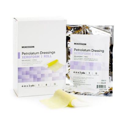 Picture of Xeroform Petrolatum Dressing McKesson 4 Inch X 3 Yard Gauze Bismuth Tribromophenate Sterile2243R