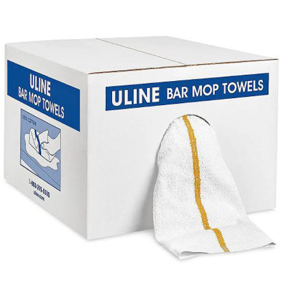 Picture of Bar Towel White / Gold Stripe ReusableS-23350GOLD