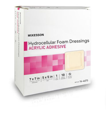 Picture of Foam Dressing McKesson 7 X 7 Inch Square Acrylic Adhesive with Border Sterile16-4673