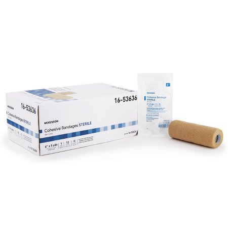 Picture of Cohesive Bandage McKesson 6 Inch X 5 Yard Standard Compression Self-adherent Closure Tan Sterile16-53636