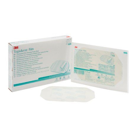 Picture of Transparent Film Dressing 3M™ Tegaderm™ Rectangle 4 X 4-3/4 Inch Frame Style Delivery With Label Sterile1626