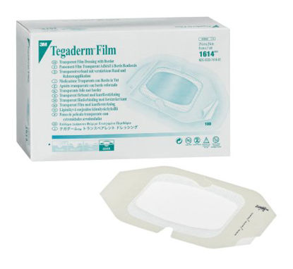 Picture of Transparent Film Dressing 3M™ Tegaderm™ Rectangle 8 X 12 Inch Frame Style Delivery With Label Sterile1629